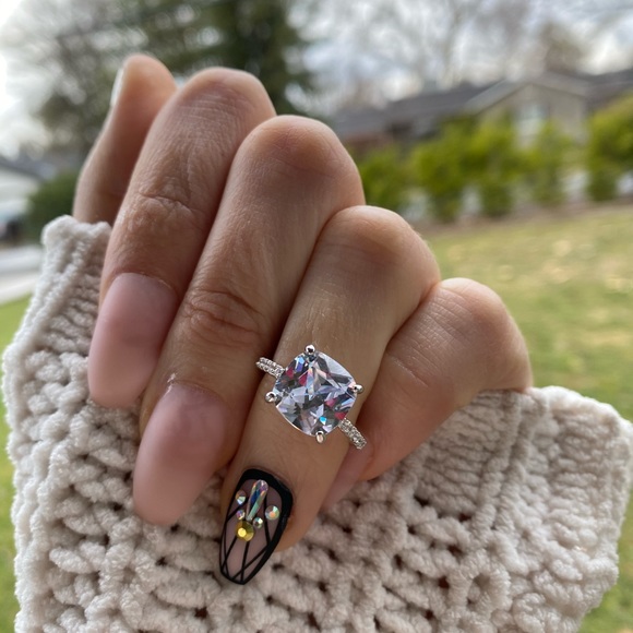 NEW 925 Sterling Silver Square Stone ❇️ Ring - Picture 9 of 10